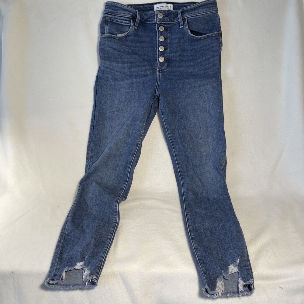 Abercrombie Women Size 28/6 Blue Skinny Ankle High Rise Medium Wash Stretch Jean